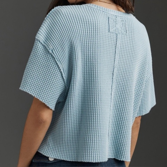 NWOT Anthropologie Pilcro Short-Sleeve Waffle Tee - Sky Blue - Picture 4 of 7
